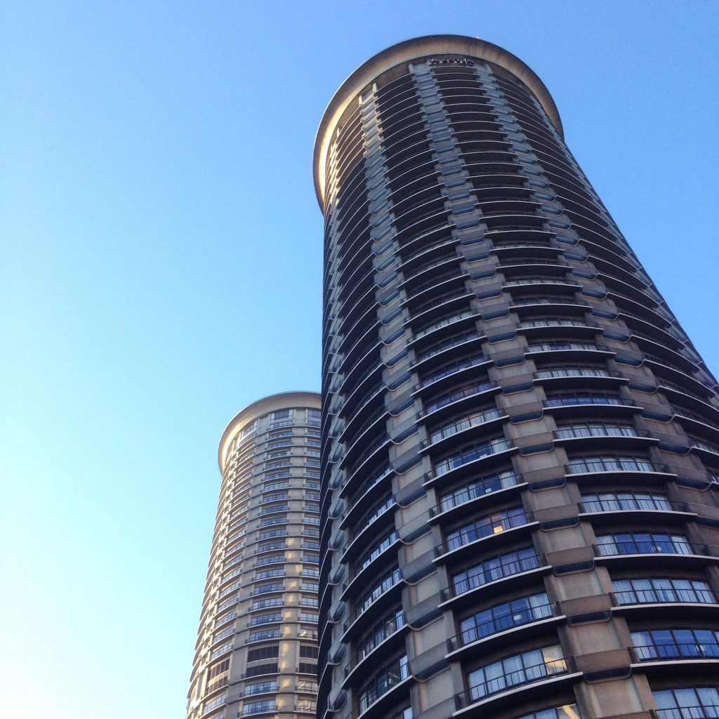 Photo of towers of the Seattle Westin, the conference hotel.